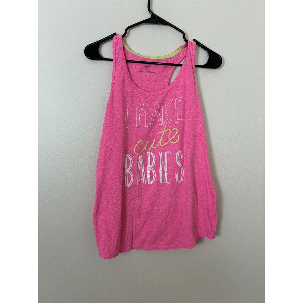 MOTHERHOOD MATERNITY Pink  I Make Cute Babies Tank Top Size Medium‎ (N1)